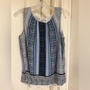Rose + Olive blue and black sleeveless blouse size M